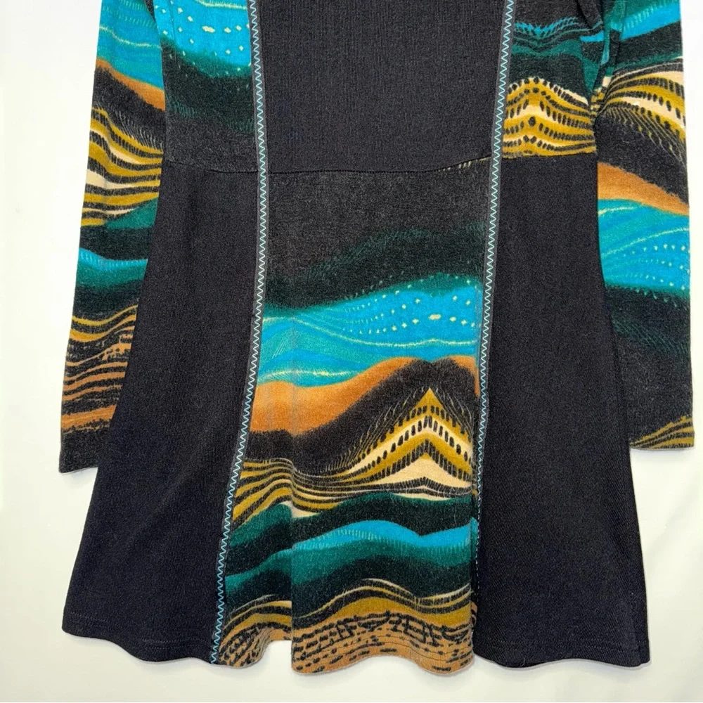 Y2K Boho Earthy Long Sleeve Mini Sweater Dress Cowl Neck Grunge‎ Fairy - Picture 4 of 9